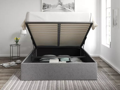 Turin Arran Pebble Upholstered Ottoman Bed Frame Only