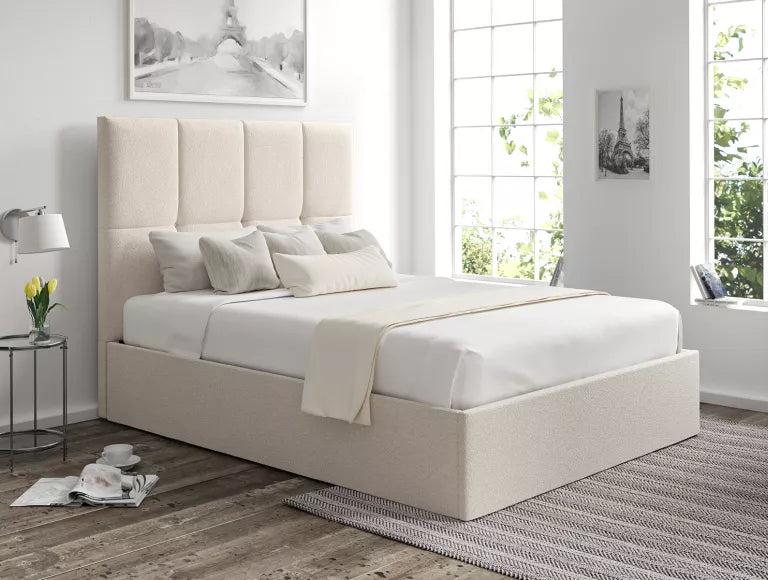 Turin Boucle Ivory Upholstered Ottoman Bed Frame Only