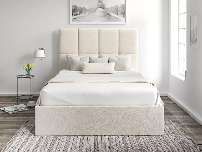 Turin Boucle Ivory Upholstered Ottoman Bed Frame Only