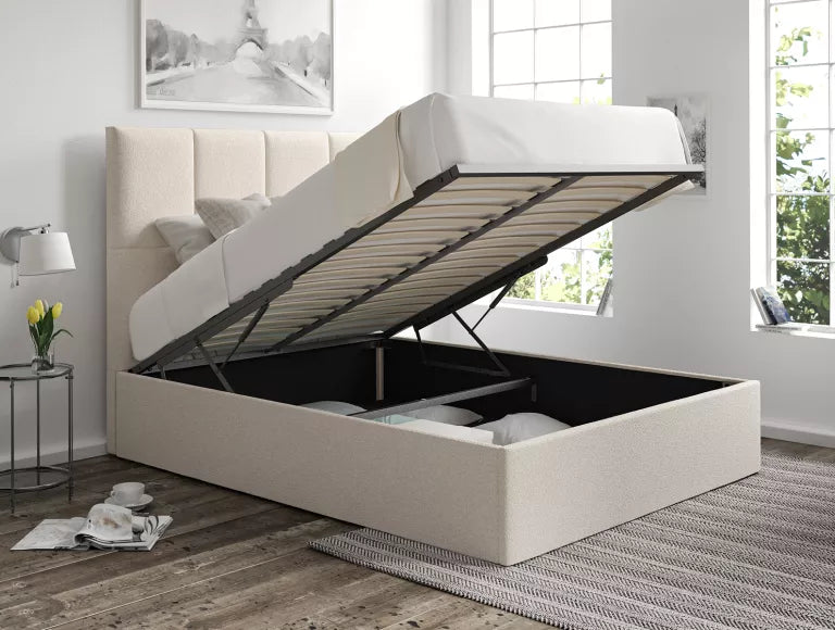 Turin Boucle Ivory Upholstered Ottoman Bed Frame Only