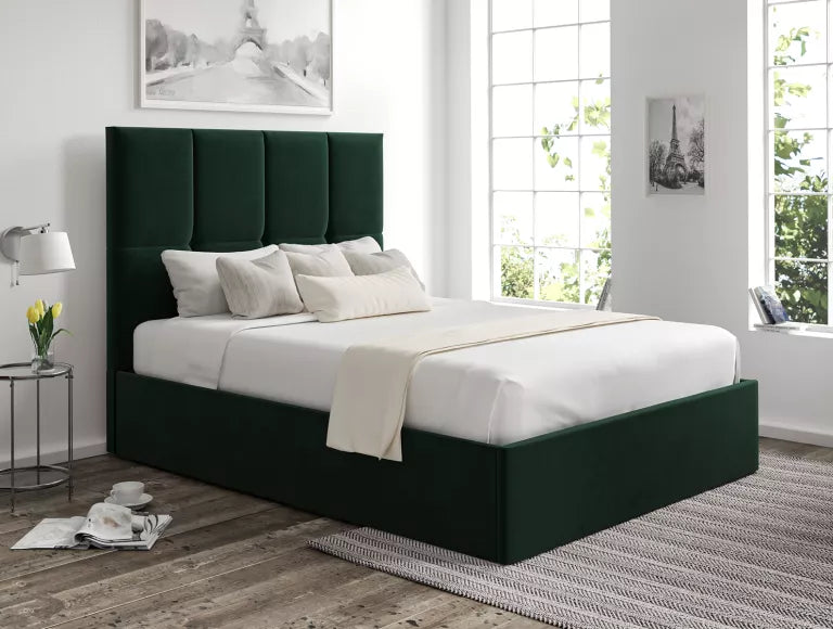 Turin Hugo Bottle Green Upholstered Ottoman Bed Frame Only