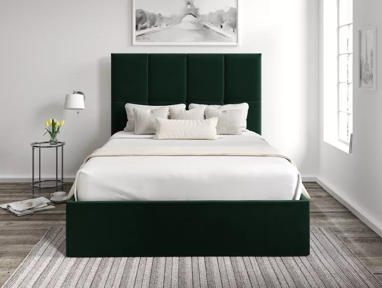Turin Hugo Bottle Green Upholstered Ottoman Bed Frame Only
