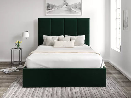 Turin Hugo Bottle Green Upholstered Ottoman Bed Frame Only