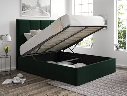 Turin Hugo Bottle Green Upholstered Ottoman Bed Frame Only
