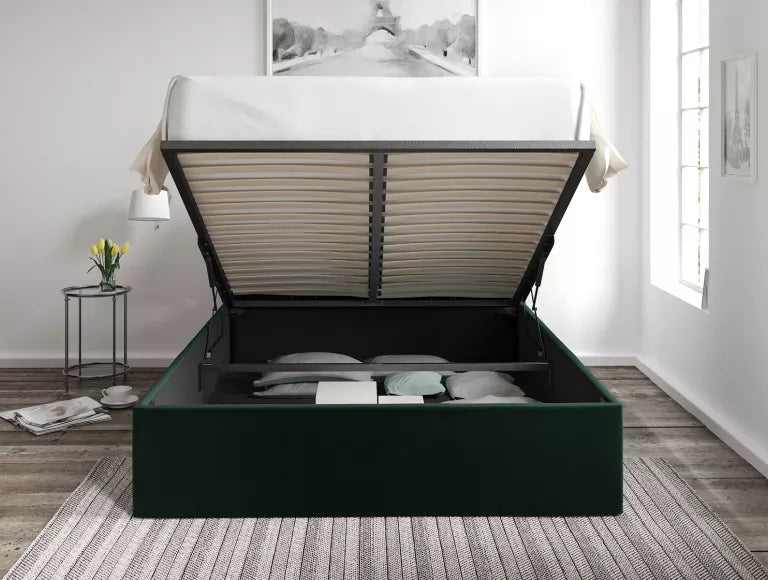 Turin Hugo Bottle Green Upholstered Ottoman Bed Frame Only