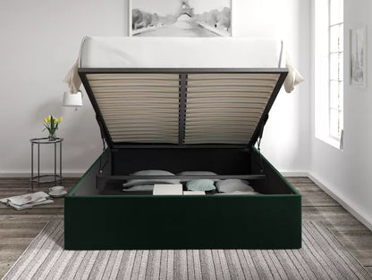 Turin Hugo Bottle Green Upholstered Ottoman Bed Frame Only
