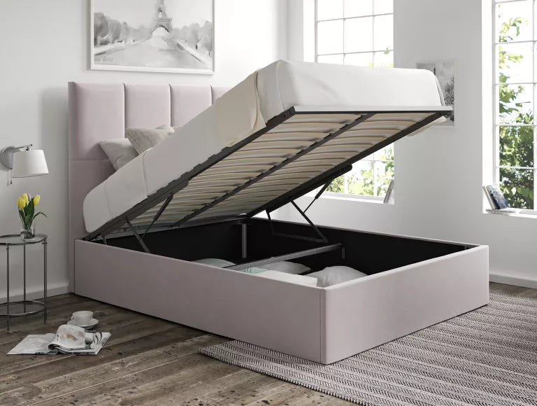 Turin Hugo Dove Upholstered Ottoman Bed Frame Only