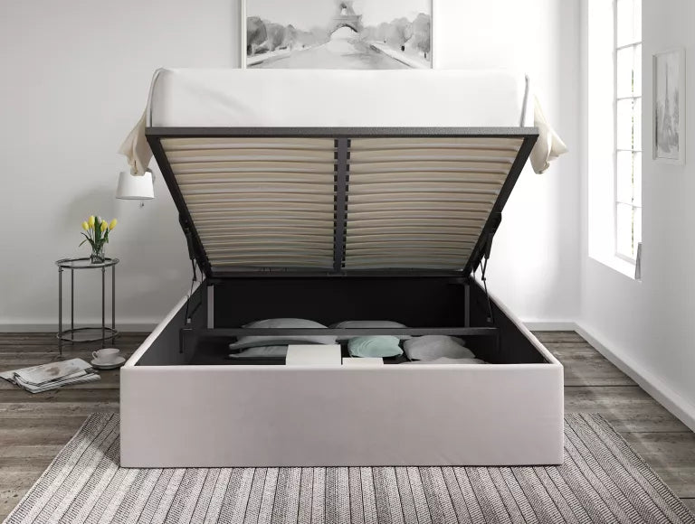 Turin Hugo Dove Upholstered Ottoman Bed Frame Only