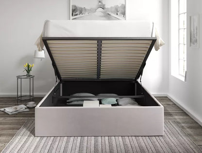Turin Hugo Dove Upholstered Ottoman Bed Frame Only