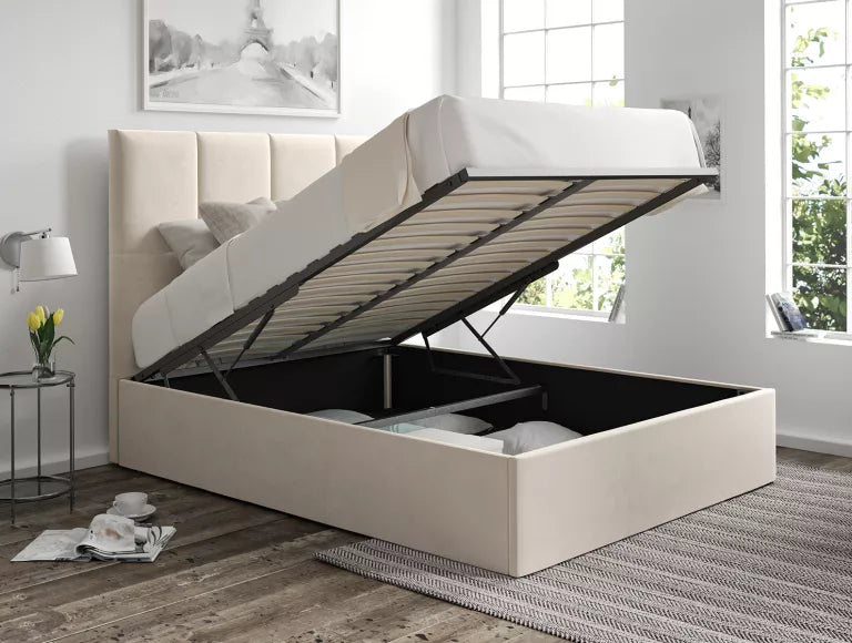 Turin Hugo Ivory Upholstered Ottoman Bed Frame Only
