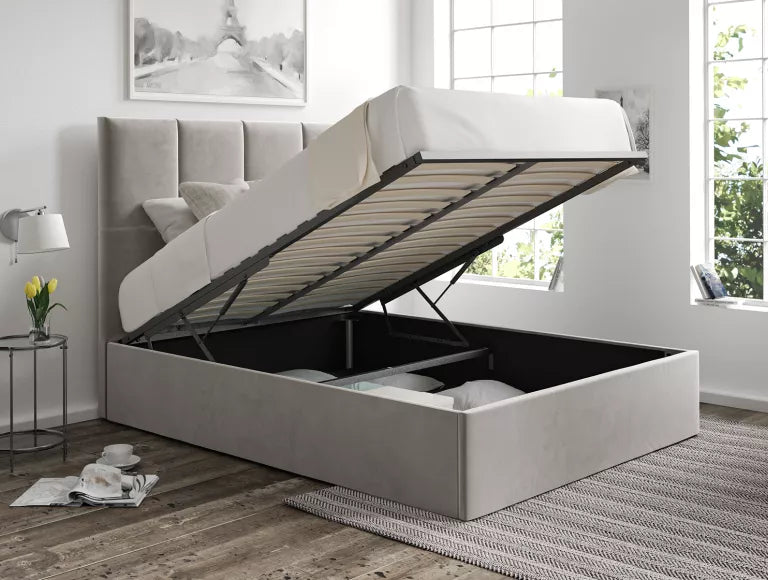 Turin Hugo Platinum Upholstered Ottoman Bed Frame Only