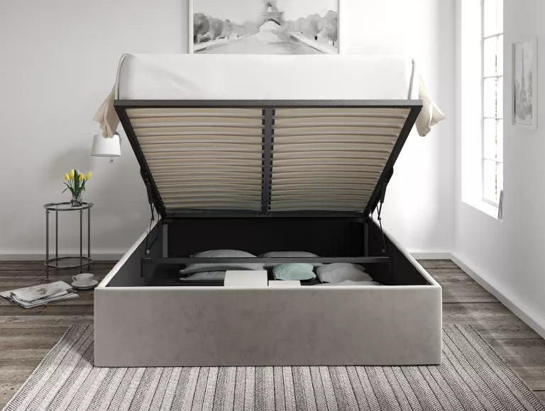 Turin Hugo Platinum Upholstered Ottoman Bed Frame Only