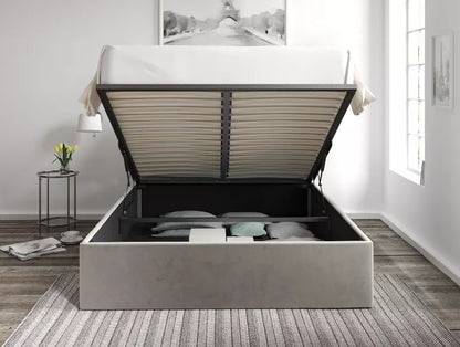 Turin Hugo Platinum Upholstered Ottoman Bed Frame Only