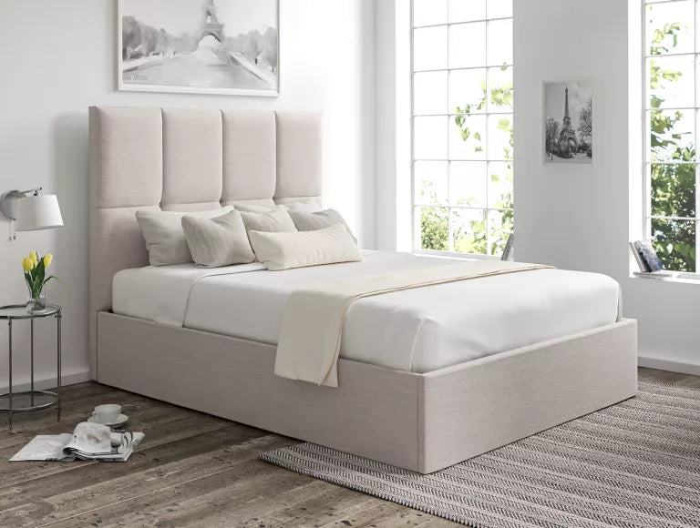 Turin Linea Fog Upholstered Ottoman Bed Frame Only