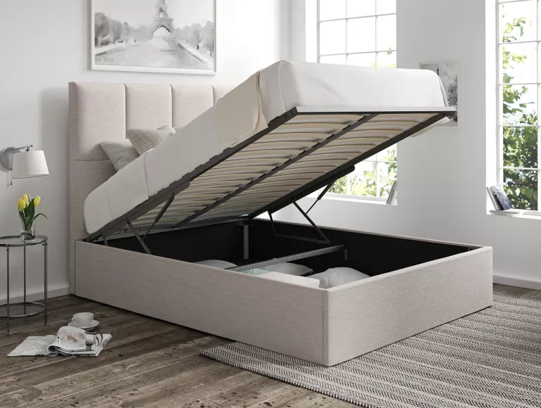 Turin Linea Fog Upholstered Ottoman Bed Frame Only