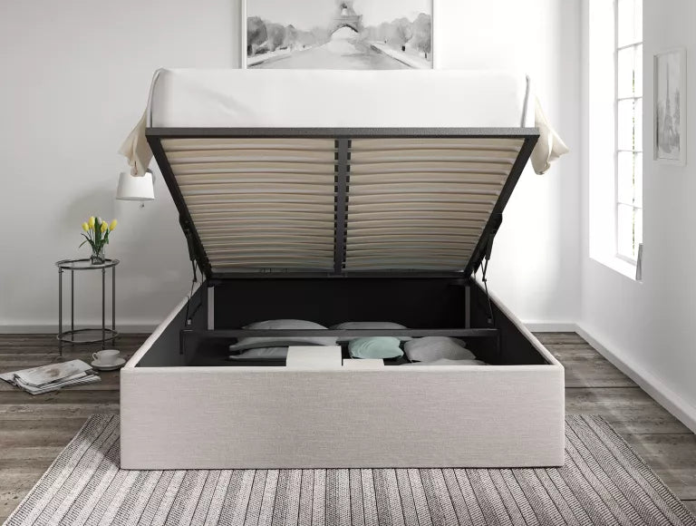 Turin Linea Fog Upholstered Ottoman Bed Frame Only