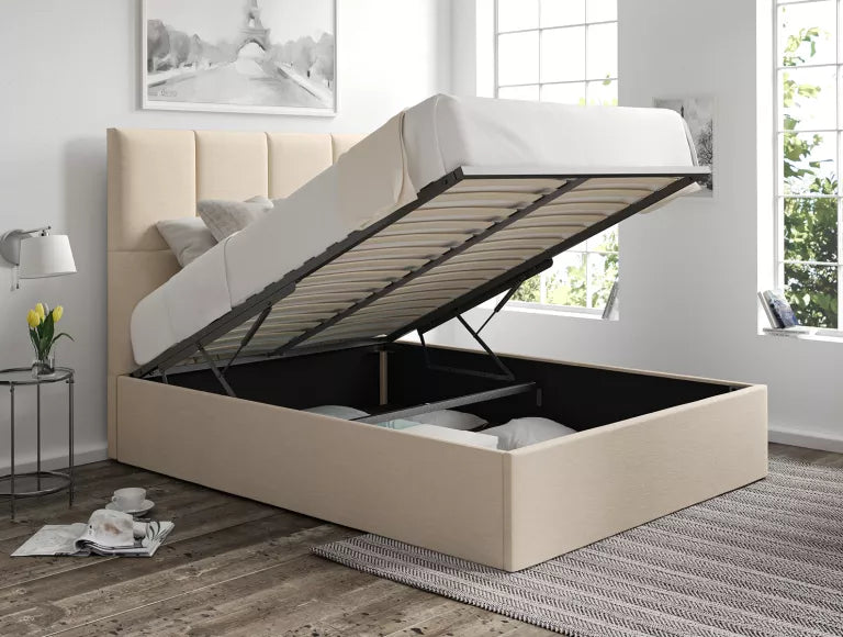 Turin Linea Linen Upholstered Ottoman Bed Frame Only