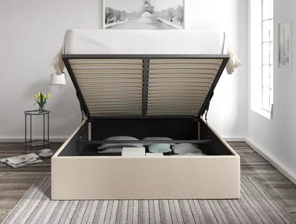 Turin Linea Linen Upholstered Ottoman Bed Frame Only