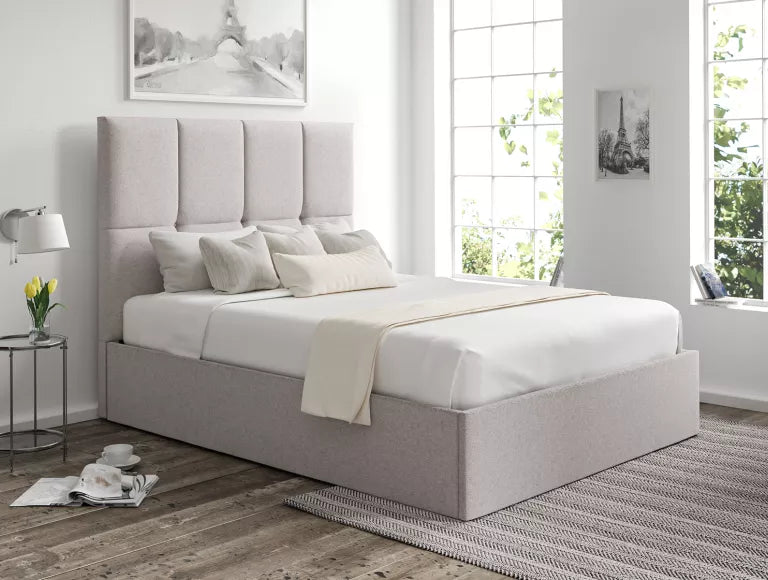 Turin Trebla Chalk Upholstered Ottoman Bed Frame Only