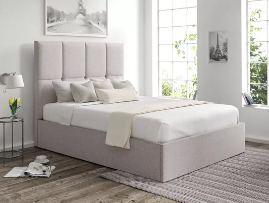 Turin Trebla Chalk Upholstered Ottoman Bed Frame Only