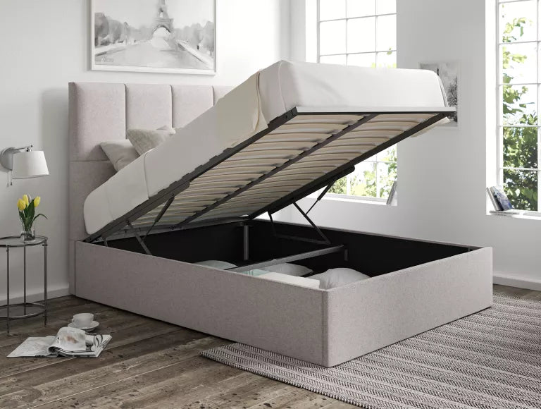 Turin Trebla Chalk Upholstered Ottoman Bed Frame Only