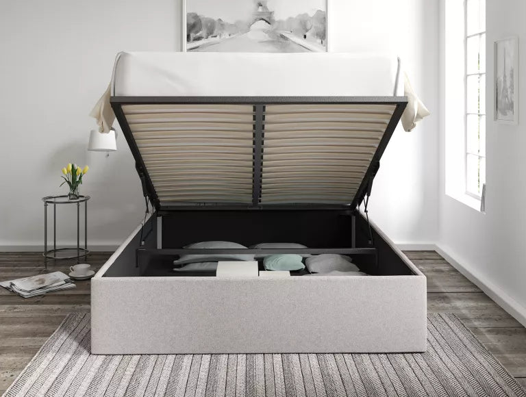 Turin Trebla Chalk Upholstered Ottoman Bed Frame Only