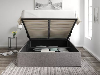 Turin Trebla Charcoal Upholstered Ottoman Bed Frame Only