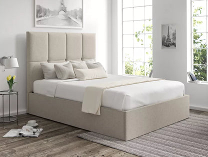 Turin Trebla Flax Upholstered Ottoman Bed Frame Only