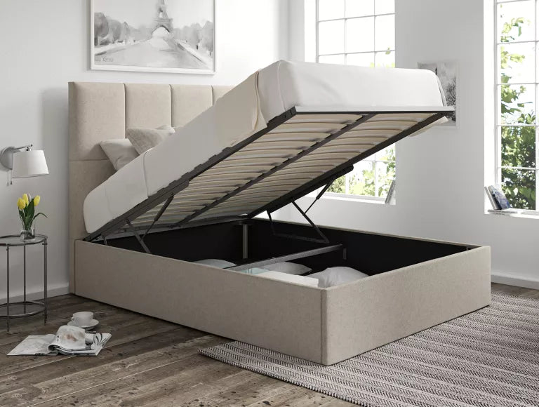 Turin Trebla Flax Upholstered Ottoman Bed Frame Only