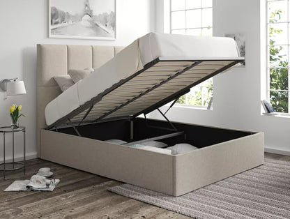 Turin Trebla Flax Upholstered Ottoman Bed Frame Only