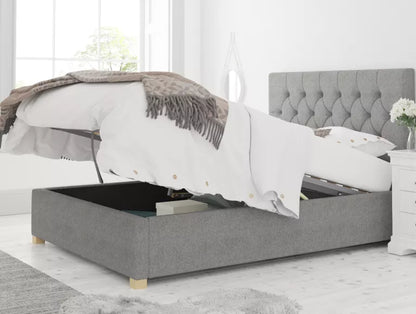York Ottoman Eire Linen Grey Bed Frame Only