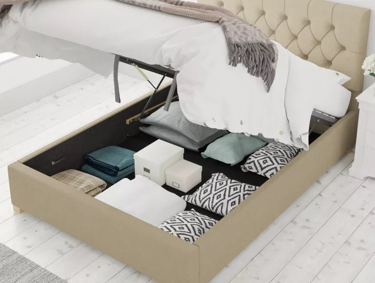 York Ottoman Eire Linen Natural Bed Frame Only