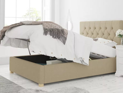 York Ottoman Eire Linen Natural Bed Frame Only