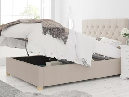 York Ottoman Eire Linen Off White Bed Frame Only
