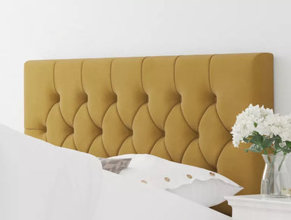 York Ottoman Plush Velvet Ochre Bed Frame Only