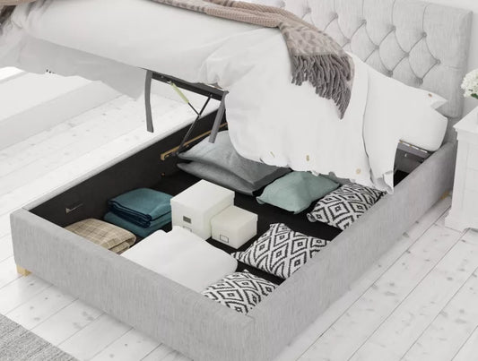 York Ottoman Pastel Cotton Storm Bed Frame Only