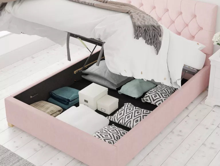York Ottoman Pastel Cotton Tea Rose Bed Frame Only